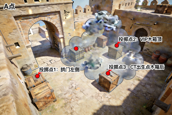 CSGO Mirage 地图 A 点烟雾弹投掷物高清点位示意图